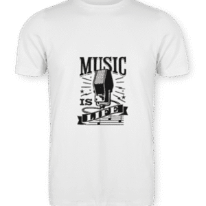 Musica is life Camiseta Tradicional Premium - branco