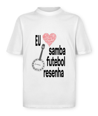 Camiseta Oversized - Amo Samba Futebol Resenha - frente - branca